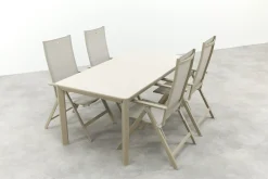 Hartman Napoli/Kyra verstelbare tuinset voor 4 personen 180x90 cm. - Latte
