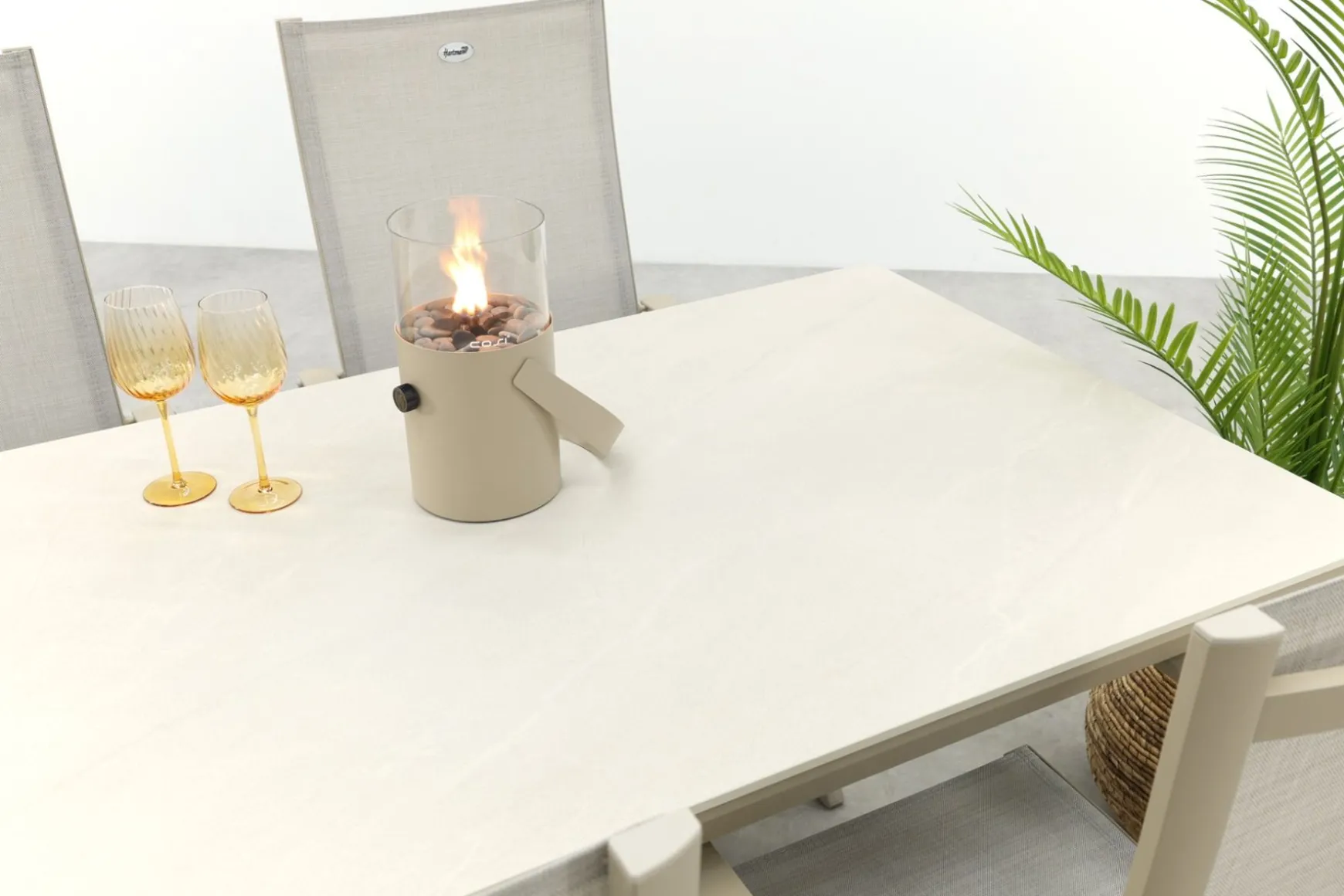 Hartman Napoli/Kyra verstelbare tuinset voor 4 personen 180x90 cm. - Latte