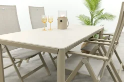 Hartman Napoli/Kyra verstelbare tuinset voor 4 personen 180x90 cm. - Latte