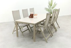 Hartman Napoli/Kyra verstelbare tuinset voor 6 personen 240x100 cm. - Latte