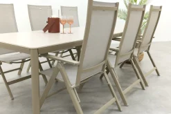 Hartman Napoli/Kyra verstelbare tuinset voor 6 personen 240x100 cm. - Latte