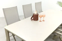 Hartman Napoli/Kyra verstelbare tuinset voor 6 personen 240x100 cm. - Latte