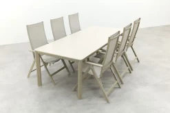Hartman Napoli/Kyra verstelbare tuinset voor 6 personen 240x100 cm. - Latte