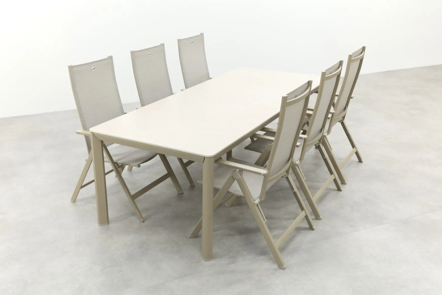 Hartman Napoli/Kyra verstelbare tuinset voor 6 personen 240x100 cm. - Latte