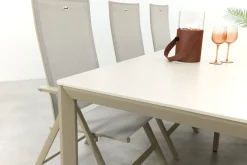 Hartman Napoli/Kyra verstelbare tuinset voor 6 personen 240x100 cm. - Latte