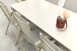 Hartman Napoli/Kyra verstelbare tuinset voor 6 personen 240x100 cm. - Latte