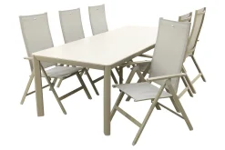 Hartman Napoli/Kyra verstelbare tuinset voor 6 personen 240x100 cm. - Latte