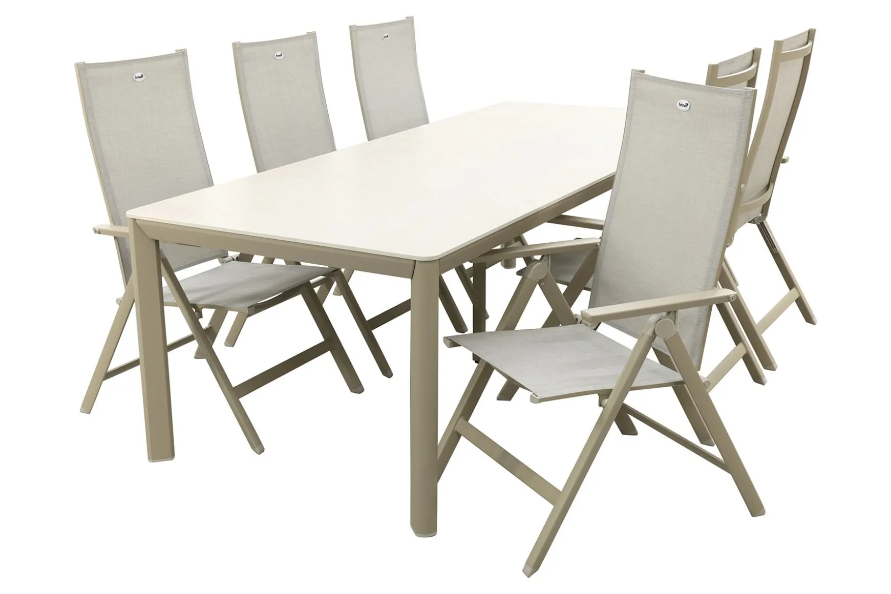 Hartman Napoli/Kyra verstelbare tuinset voor 6 personen 240x100 cm. - Latte