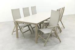 Hartman Napoli/Kyra verstelbare tuinset voor 6 personen 240x100 cm. - Latte