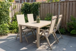 Hartman Napoli/Lena dining tuinset voor 4 personen 160x90 cm. - Latte