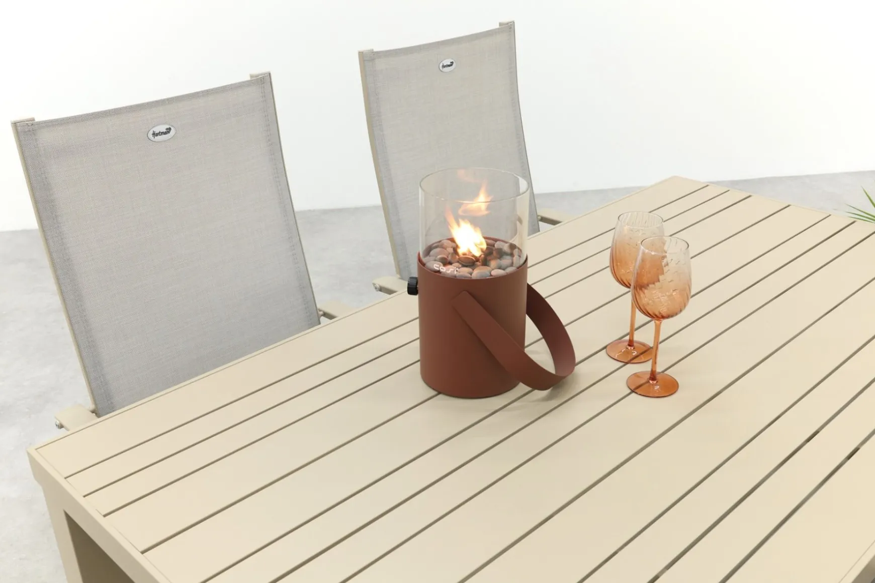 Hartman Napoli/Lena dining tuinset voor 4 personen 160x90 cm. - Latte