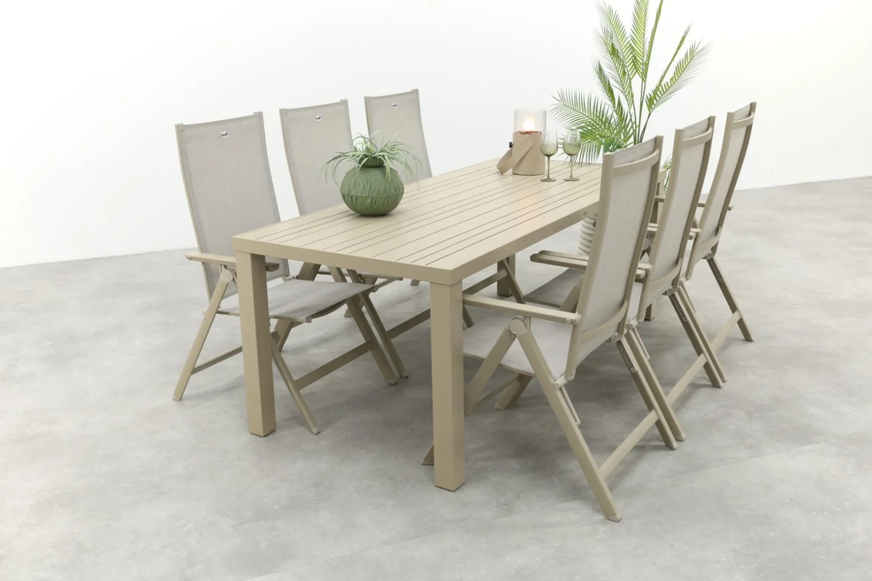 Hartman Napoli/Lena dining tuinset voor 6 personen 210x90 cm. - Latte