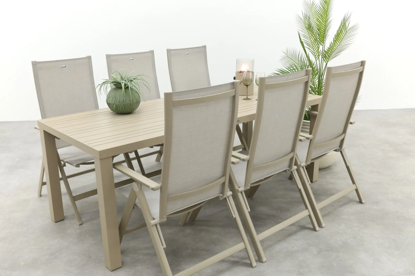 Hartman Napoli/Lena dining tuinset voor 6 personen 210x90 cm. - Latte