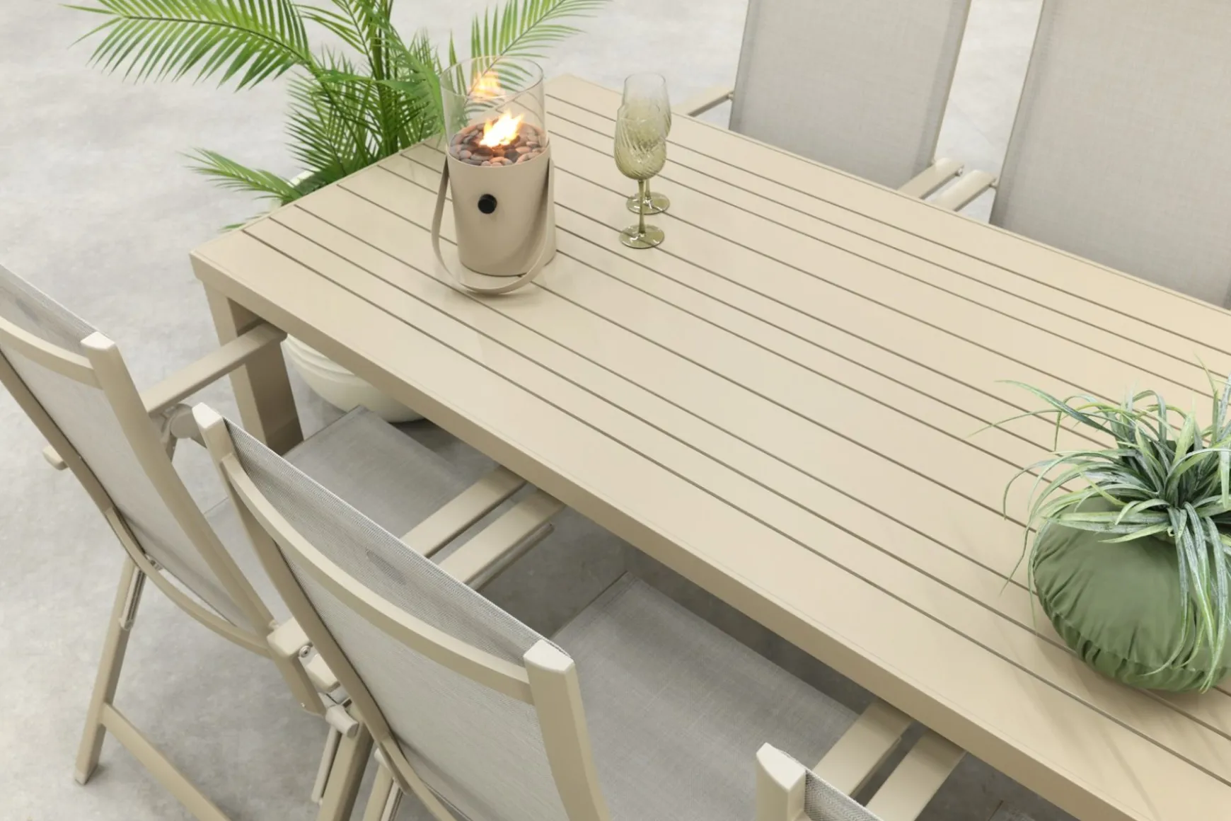 Hartman Napoli/Lena dining tuinset voor 6 personen 210x90 cm. - Latte
