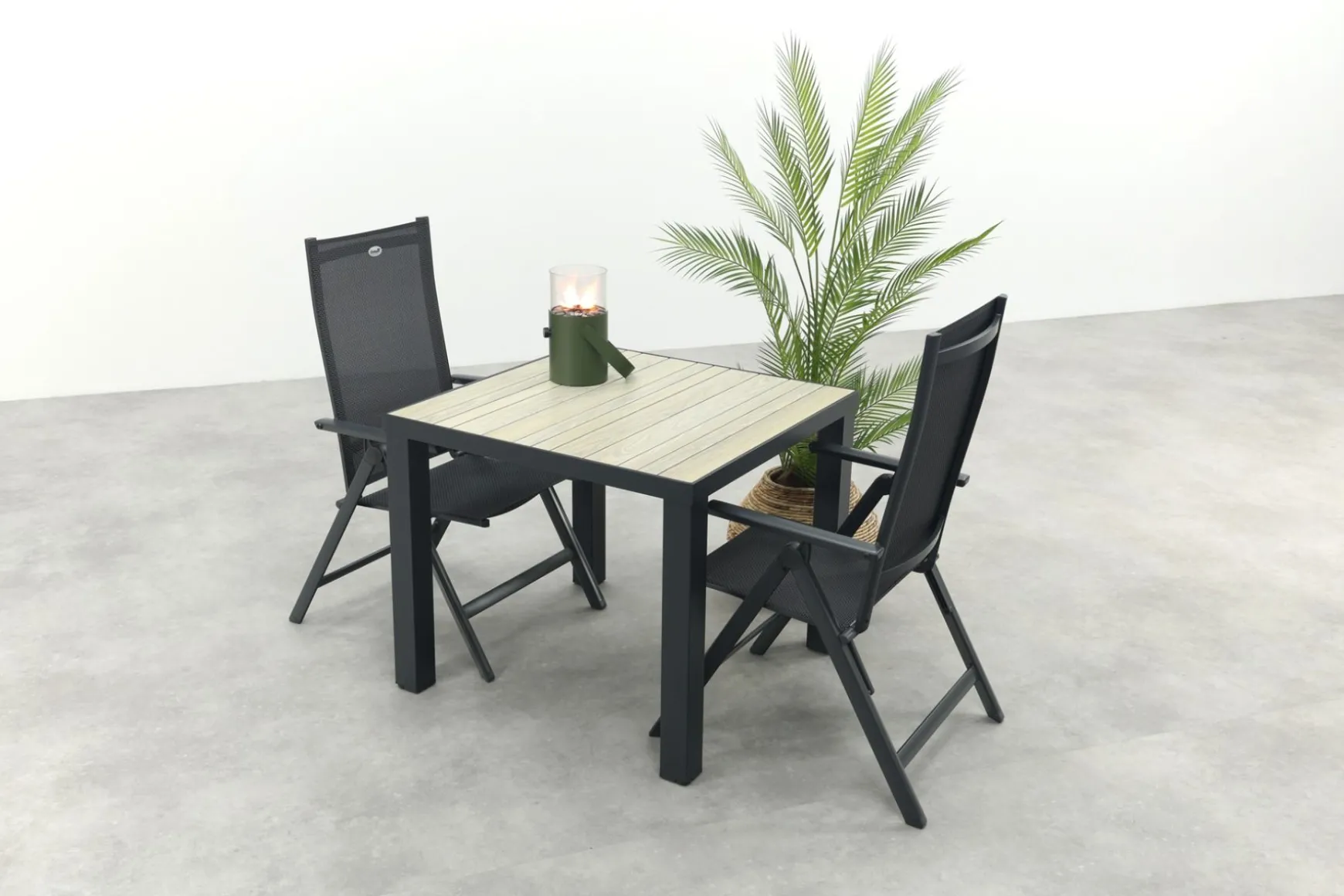 Hartman Napoli/Nola verstelbare tuinset 90x90 cm. - Antraciet/Houtlook