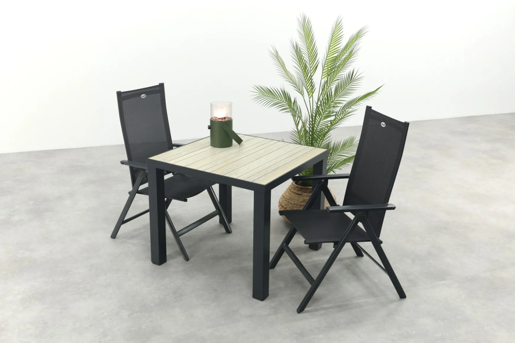 Hartman Napoli/Nola verstelbare tuinset 90x90 cm. - Antraciet/Houtlook