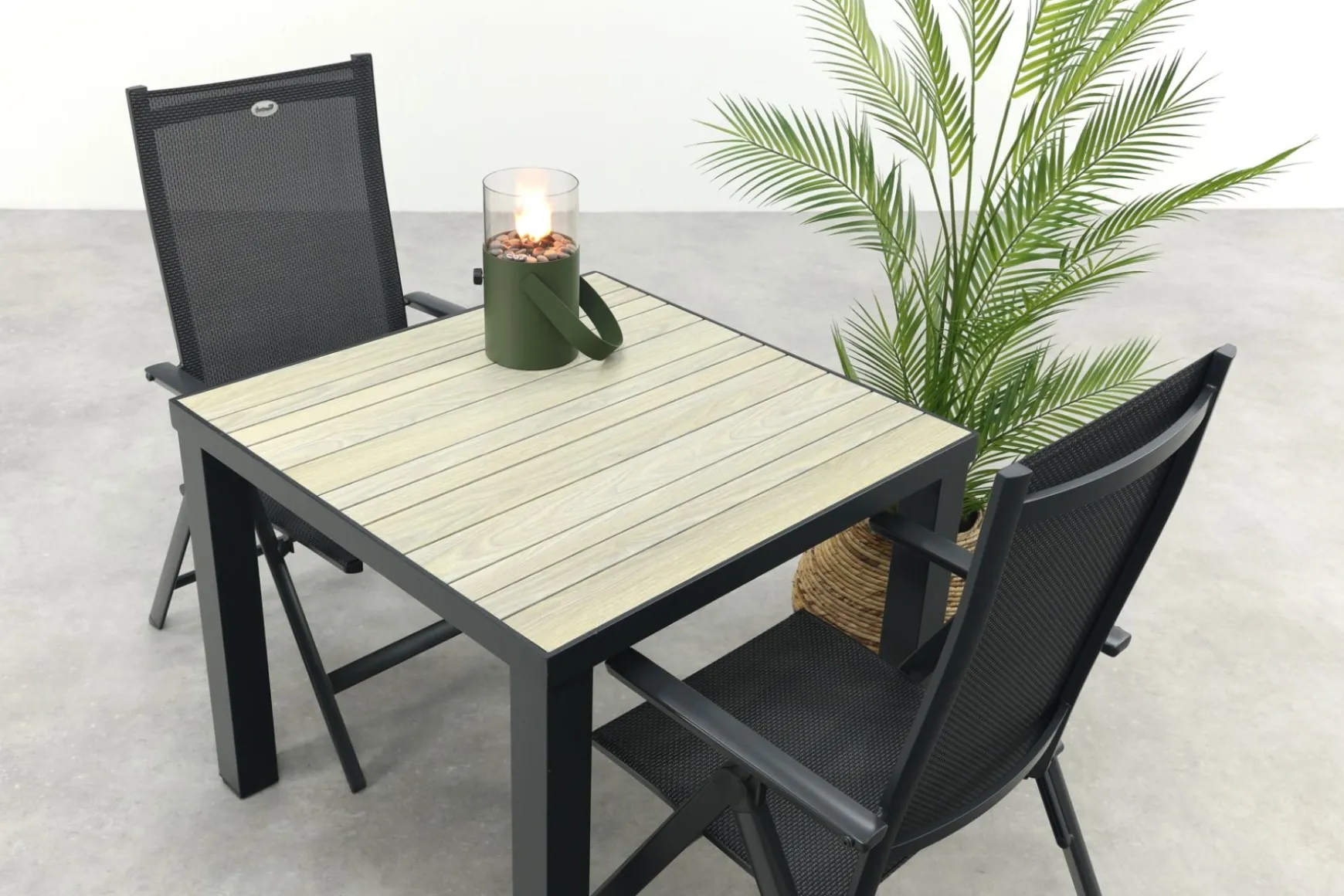 Hartman Napoli/Nola verstelbare tuinset 90x90 cm. - Antraciet/Houtlook