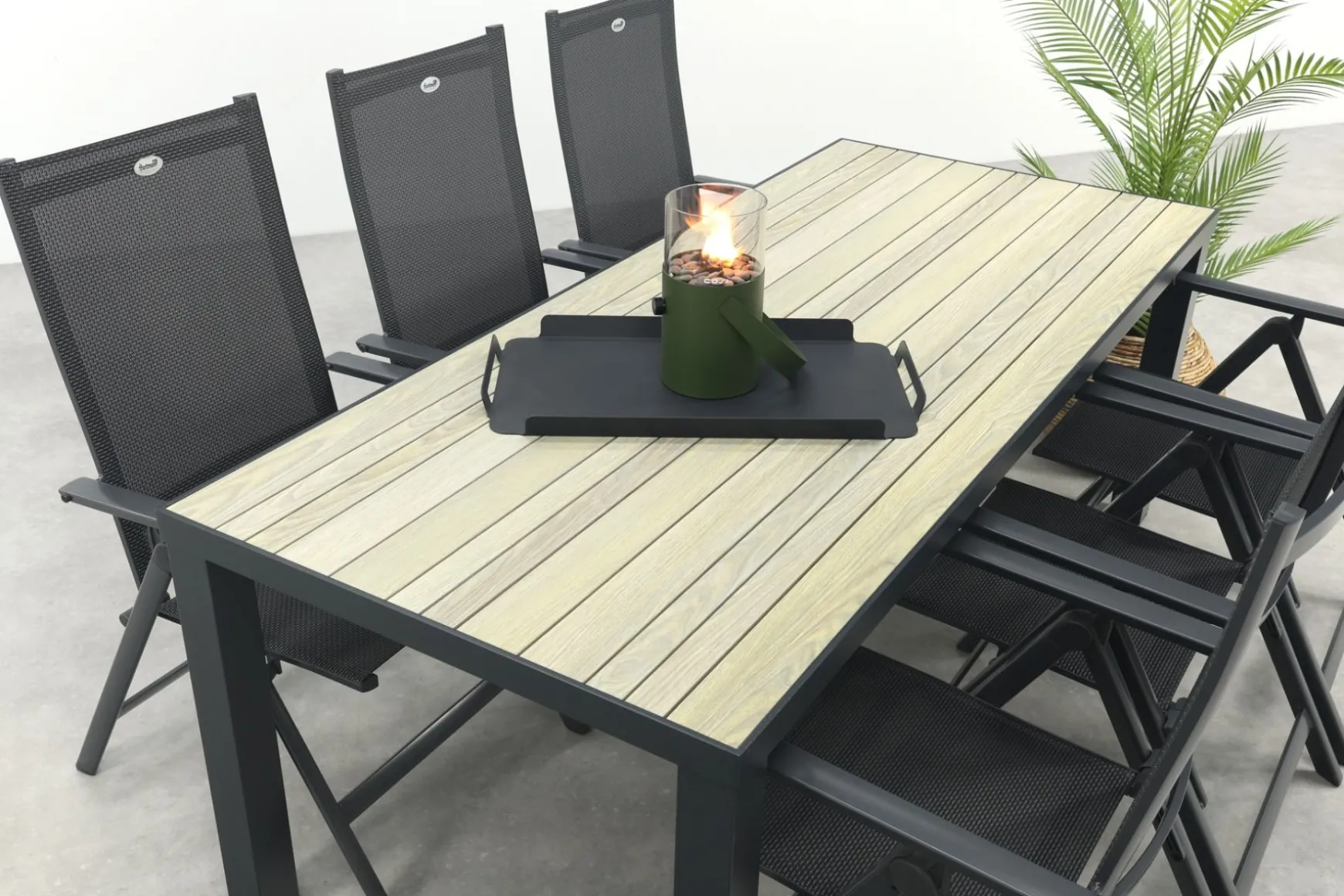 Hartman Napoli/Nola verstelbare tuinset 210x90 cm. - Antraciet/Houtlook