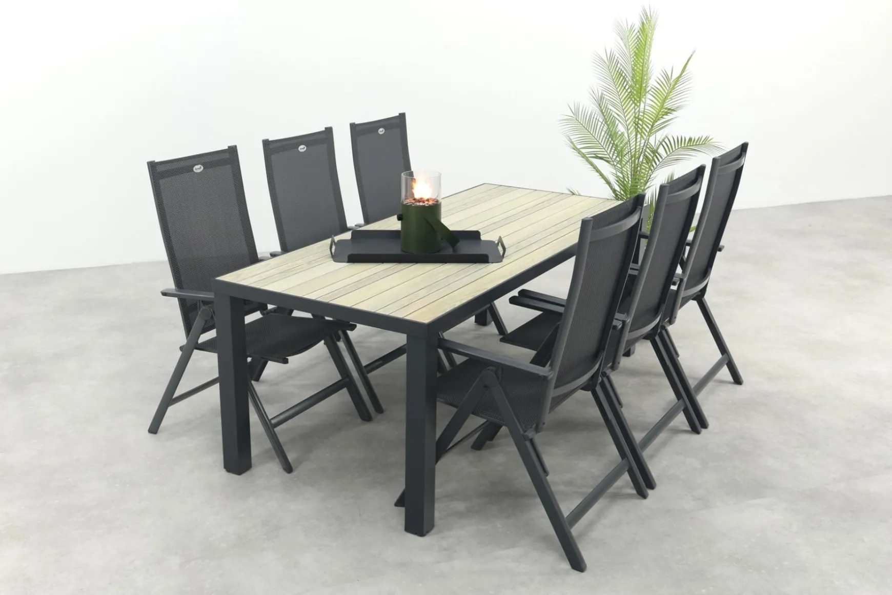 Hartman Napoli/Nola verstelbare tuinset 210x90 cm. - Antraciet/Houtlook