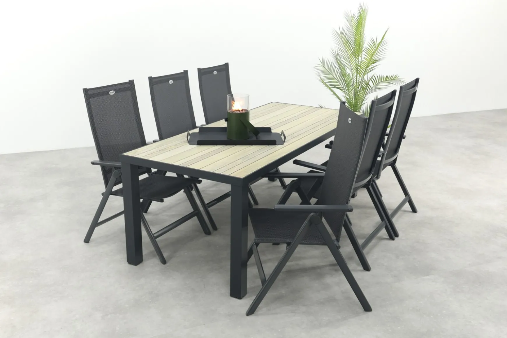 Hartman Napoli/Nola verstelbare tuinset 210x90 cm. - Antraciet/Houtlook