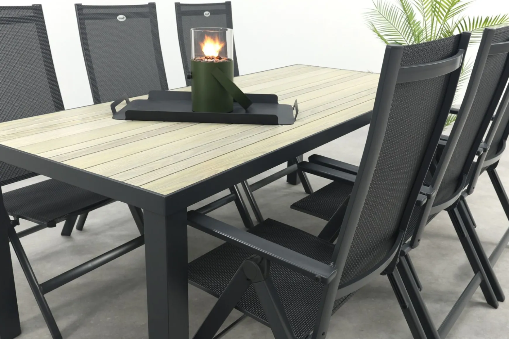 Hartman Napoli/Nola verstelbare tuinset 210x90 cm. - Antraciet/Houtlook