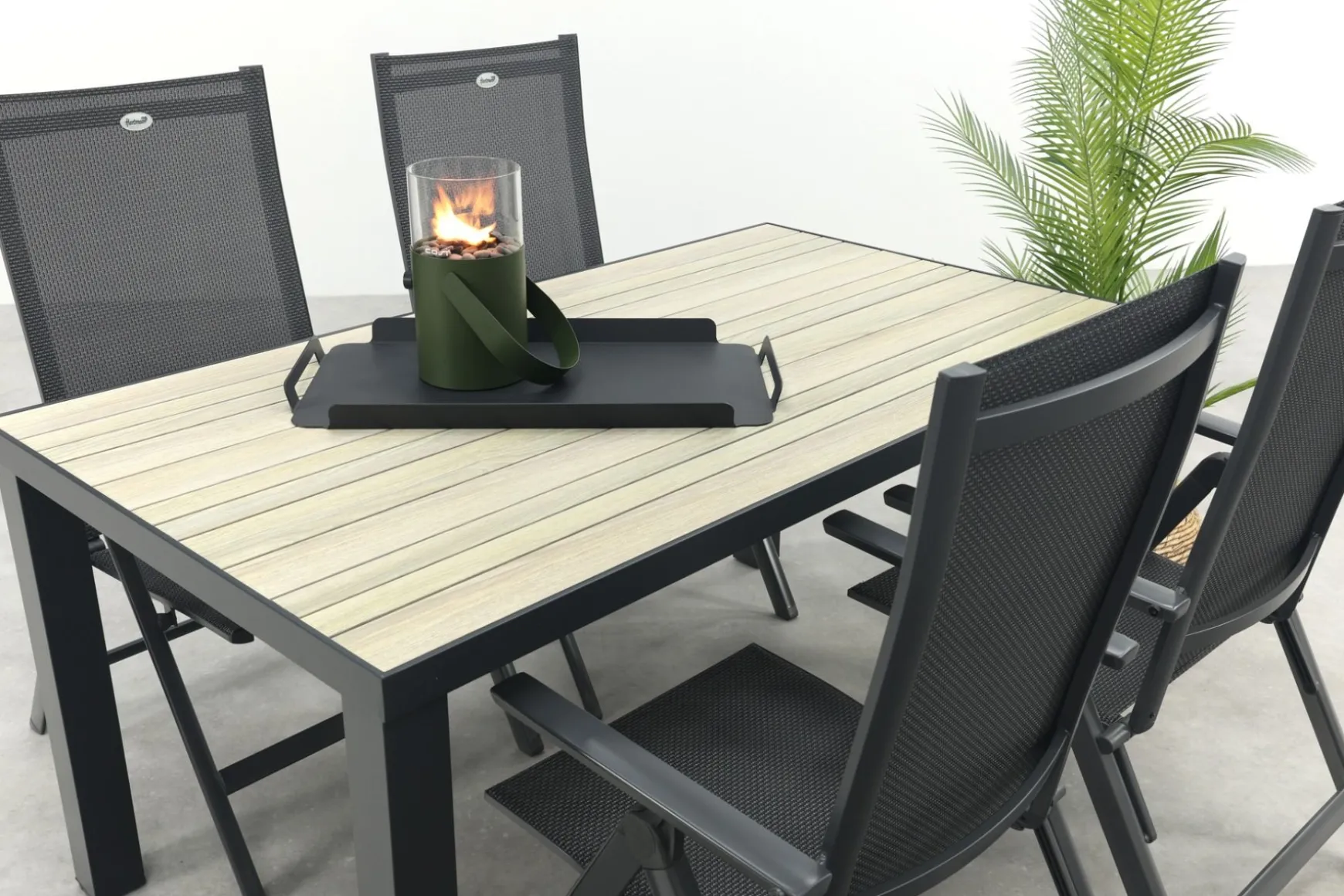 Hartman Napoli/Nola verstelbare tuinset 160x90 cm. - Antraciet/Houtlook