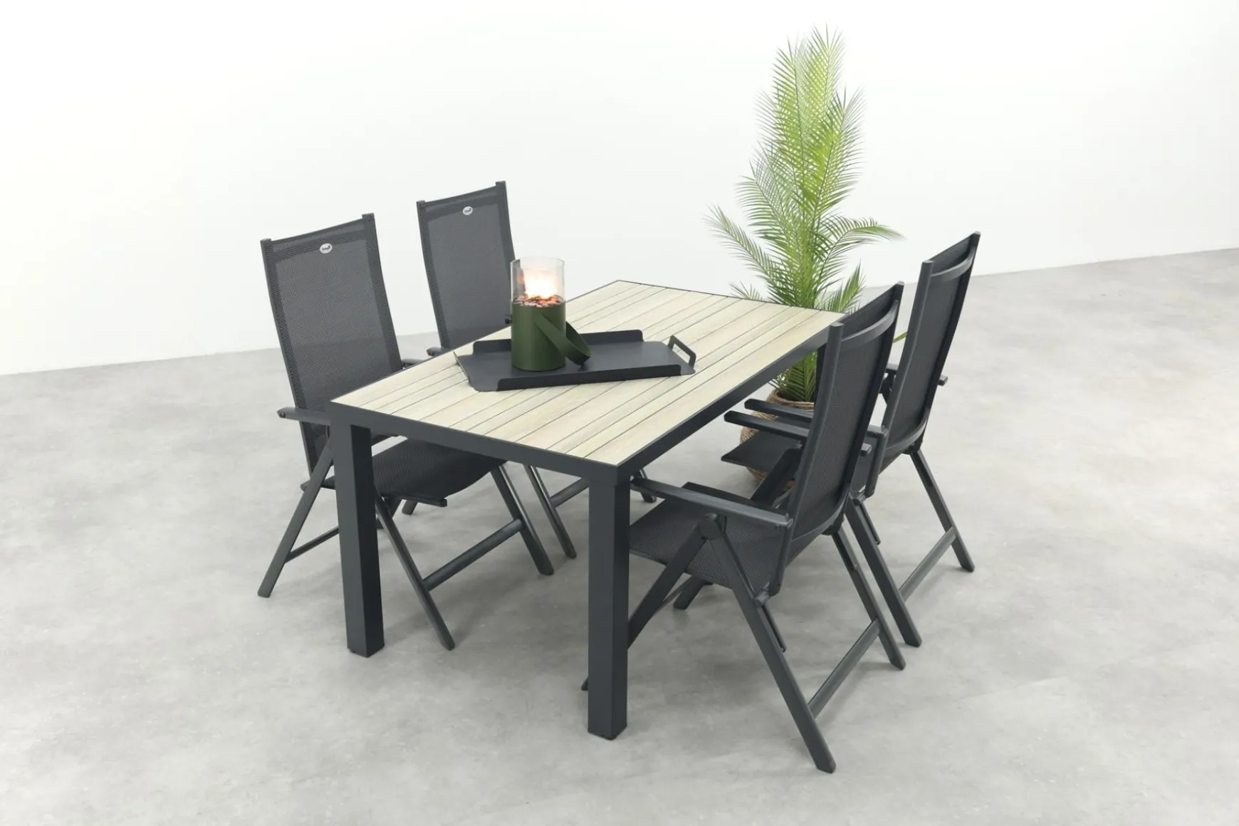 Hartman Napoli/Nola verstelbare tuinset 160x90 cm. - Antraciet/Houtlook