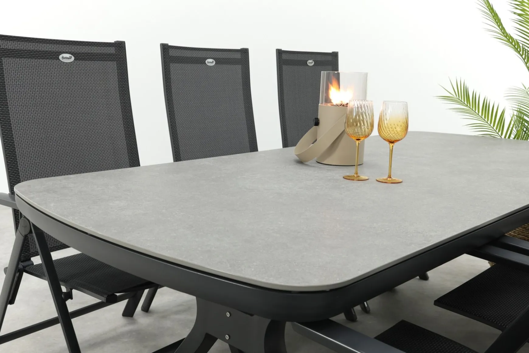Hartman Napoli/Ponto verstelbare tuinset voor 6 personen 220x100 cm. - Antraciet