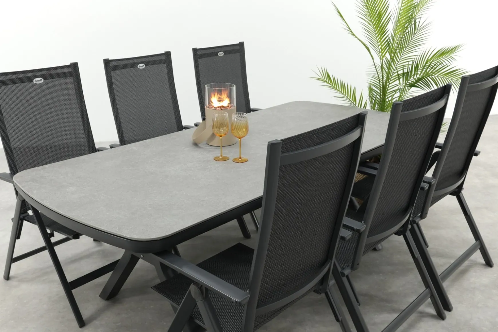 Hartman Napoli/Ponto verstelbare tuinset voor 6 personen 220x100 cm. - Antraciet