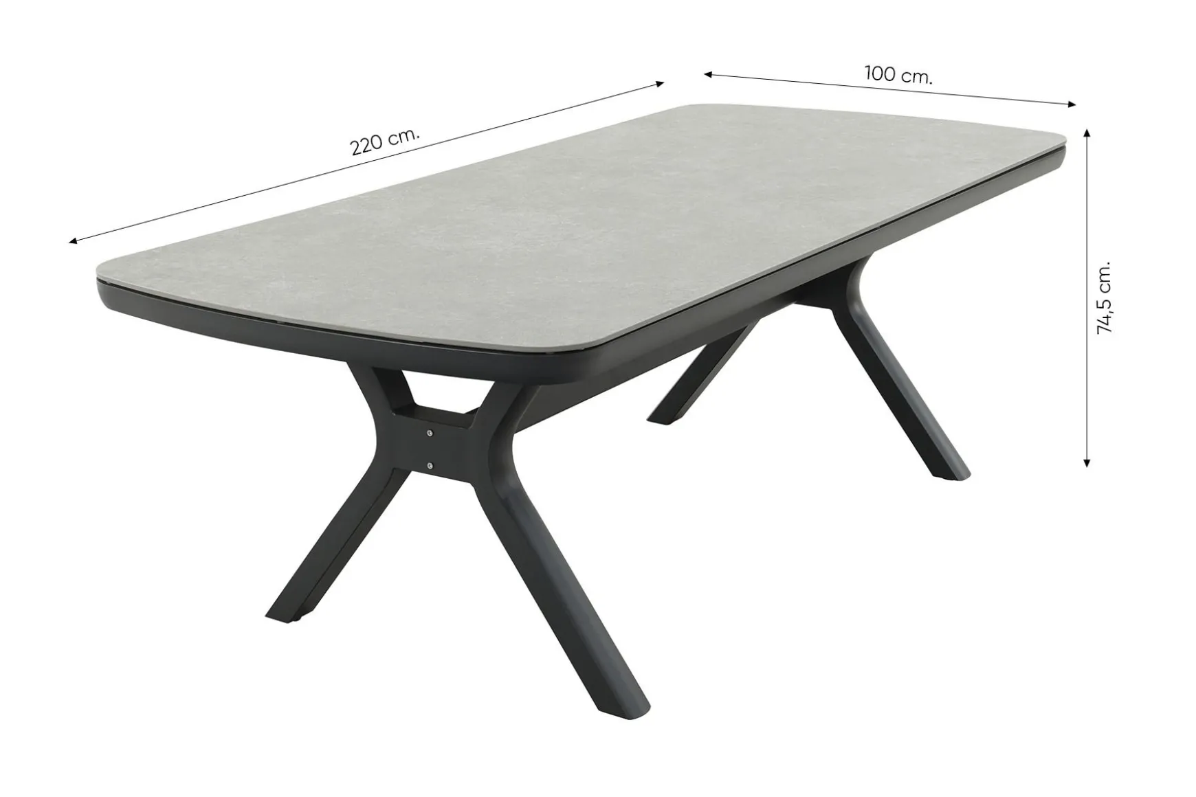 Hartman Napoli/Ponto verstelbare tuinset voor 6 personen 220x100 cm. - Antraciet
