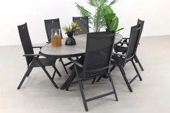 Hartman Napoli/Silva houtlook 240x115 cm. ovale tuinset - verstelbaar - 7-delig