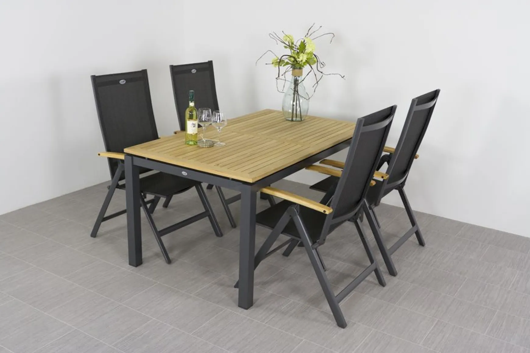 Hartman Napoli/Sonata verstelbare tuinset 160x90 cm. - Aluminium/Teak