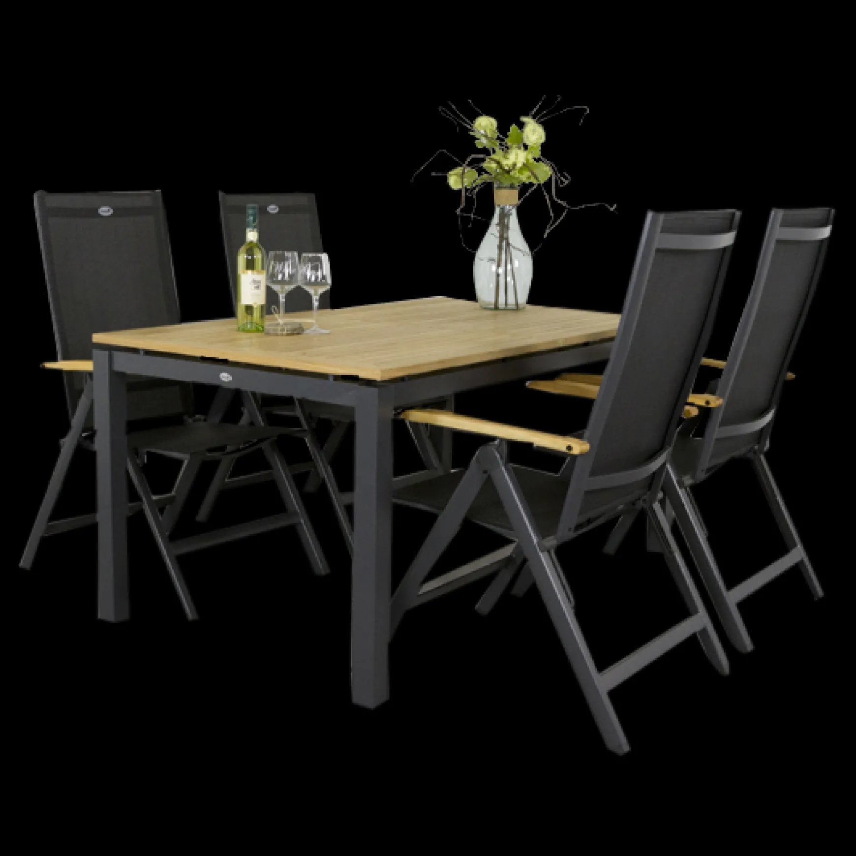 Hartman Napoli/Sonata verstelbare tuinset 160x90 cm. - Aluminium/Teak