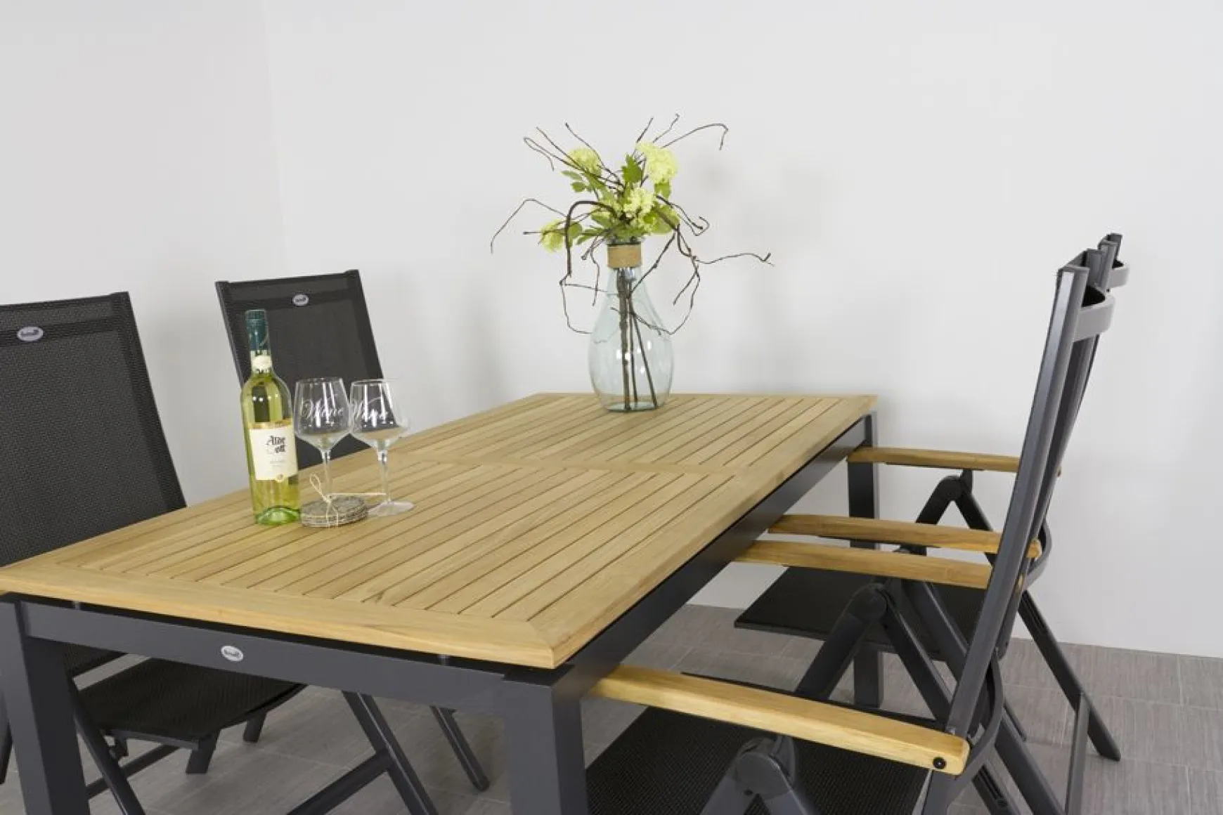 Hartman Napoli/Sonata verstelbare tuinset 160x90 cm. - Aluminium/Teak