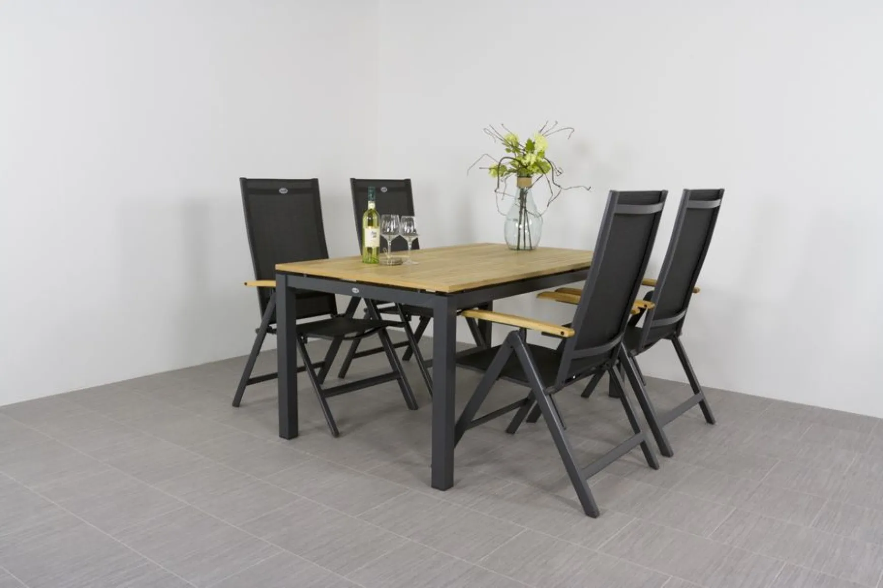 Hartman Napoli/Sonata verstelbare tuinset 160x90 cm. - Aluminium/Teak