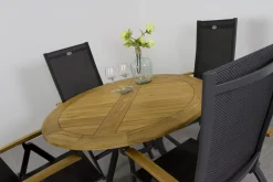 Hartman Napoli/South Wales ronde verstelbare aluminium tuinset Ø120 cm. - Teak