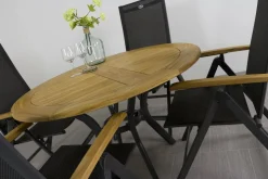 Hartman Napoli/South Wales ronde verstelbare aluminium tuinset Ø120 cm. - Teak