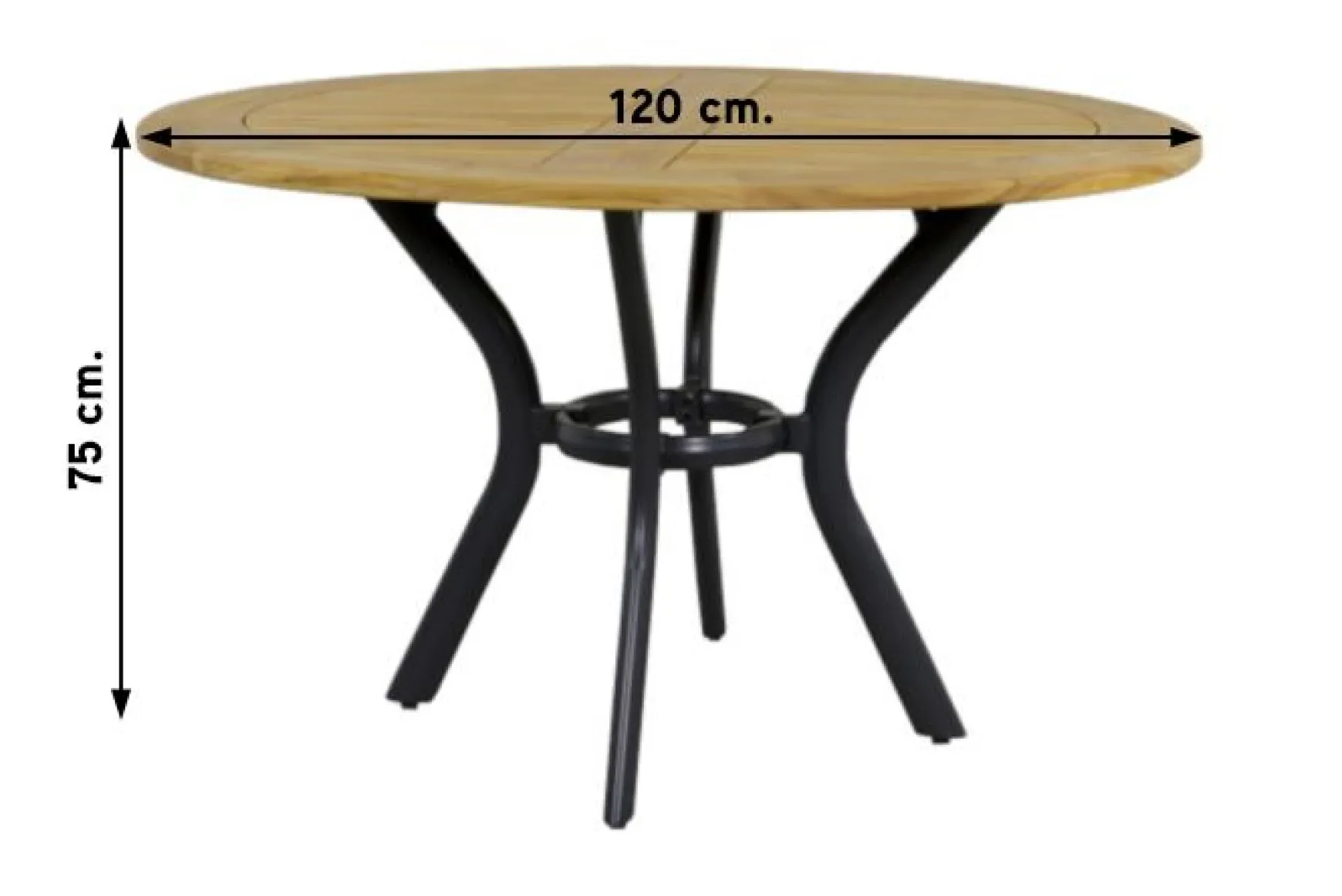Hartman Napoli/South Wales ronde verstelbare aluminium tuinset Ø120 cm. - Teak