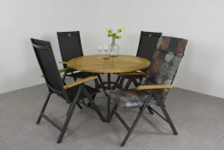 Hartman Napoli/South Wales ronde verstelbare aluminium tuinset Ø120 cm. - Teak
