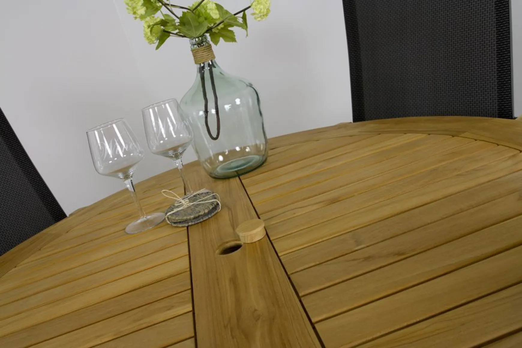 Hartman Napoli/South Wales ronde verstelbare aluminium tuinset Ø120 cm. - Teak