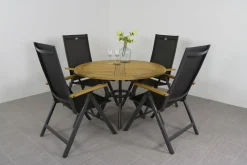 Hartman Napoli/South Wales ronde verstelbare aluminium tuinset Ø120 cm. - Teak