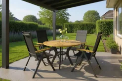 Hartman Napoli/South Wales ronde verstelbare aluminium tuinset Ø120 cm. - Teak