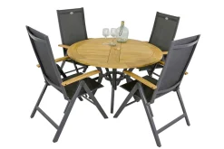 Hartman Napoli/South Wales ronde verstelbare aluminium tuinset Ø120 cm. - Teak