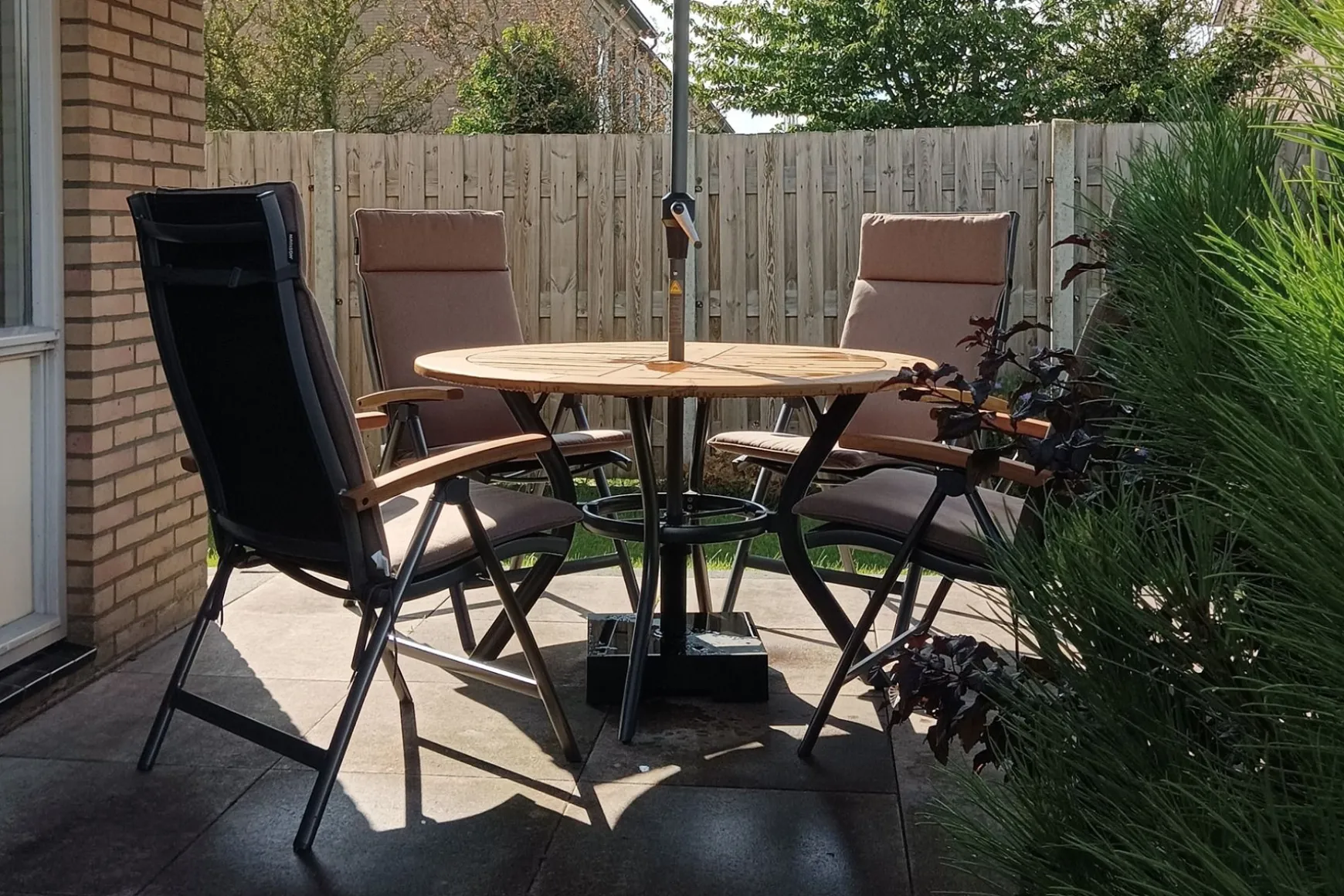 Hartman Napoli/South Wales ronde verstelbare aluminium tuinset Ø120 cm. - Teak