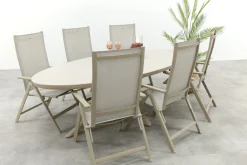 Hartman Napoli/Ventaro ovale verstelbare tuinset voor 6 personen 240x115 cm. - Latte