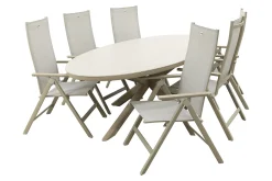 Hartman Napoli/Ventaro ovale verstelbare tuinset voor 6 personen 240x115 cm. - Latte