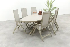 Hartman Napoli/Ventaro ovale verstelbare tuinset voor 6 personen 240x115 cm. - Latte