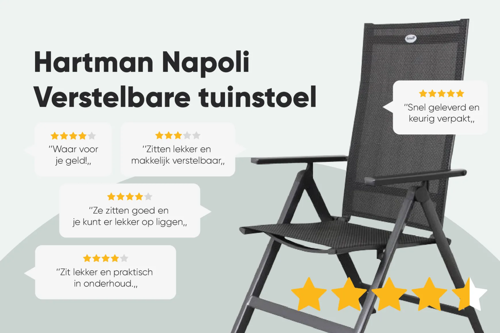 Hartman Napoli verstelbare tuinstoel - Antraciet