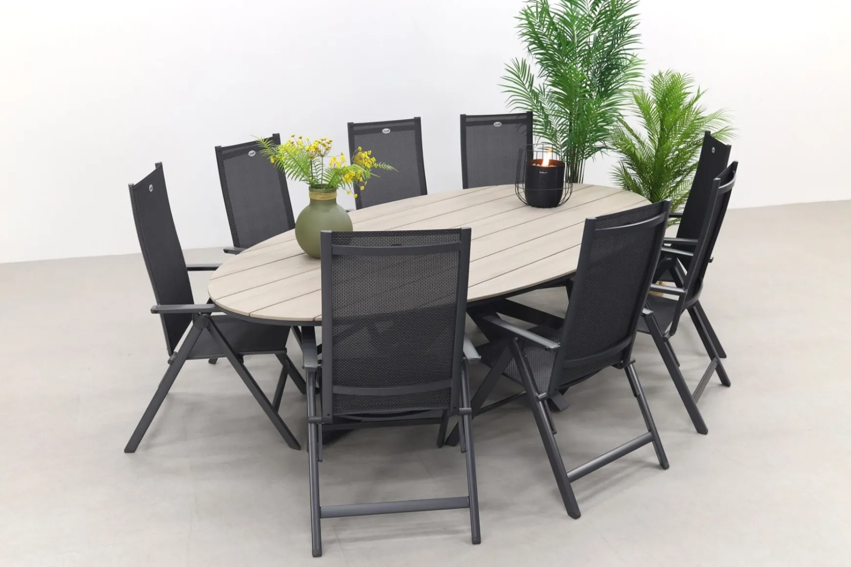 Hartman Napoli Xerix / GI Edison 280x140 cm. tafel - ovale verstelbare tuinset