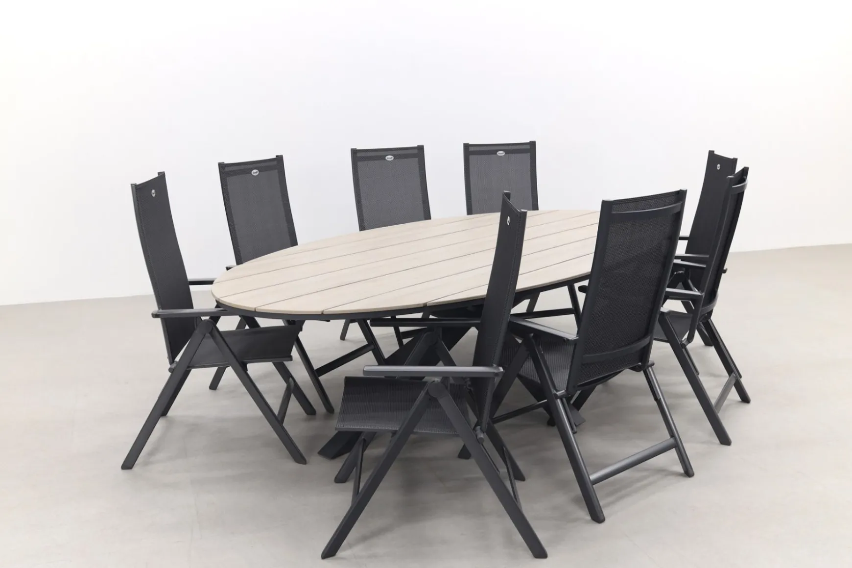 Hartman Napoli Xerix / GI Edison 280x140 cm. tafel - ovale verstelbare tuinset